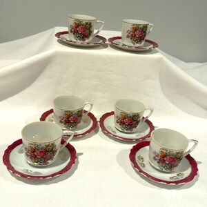 Japan Porcelain Tea Cup and Saucer Set of 6